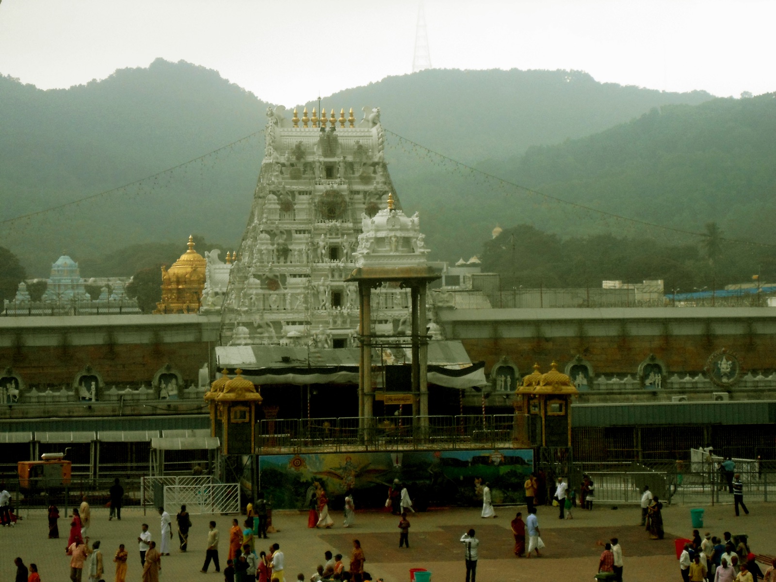 The gopuram and entrance of the Venkateswara temple at Tirumala